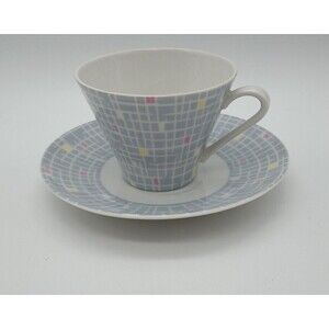 Vtg Schumann Arzberg Tea Cup Saucer Demitasse MCM Geometric